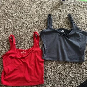 Hollister Vibrant Red and Classic Blue Crop Tops